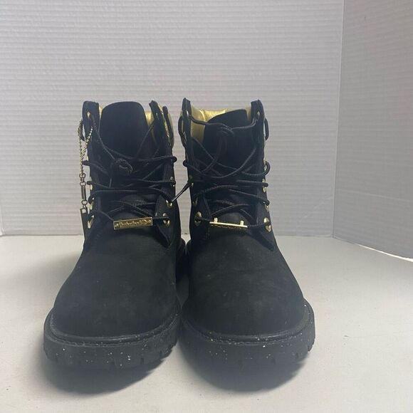TIMBERLAND Women’s Rebolt  Boot Black Gold Size 6‎ Nubuck Suede Leather Lace Up - Picture 14 of 14